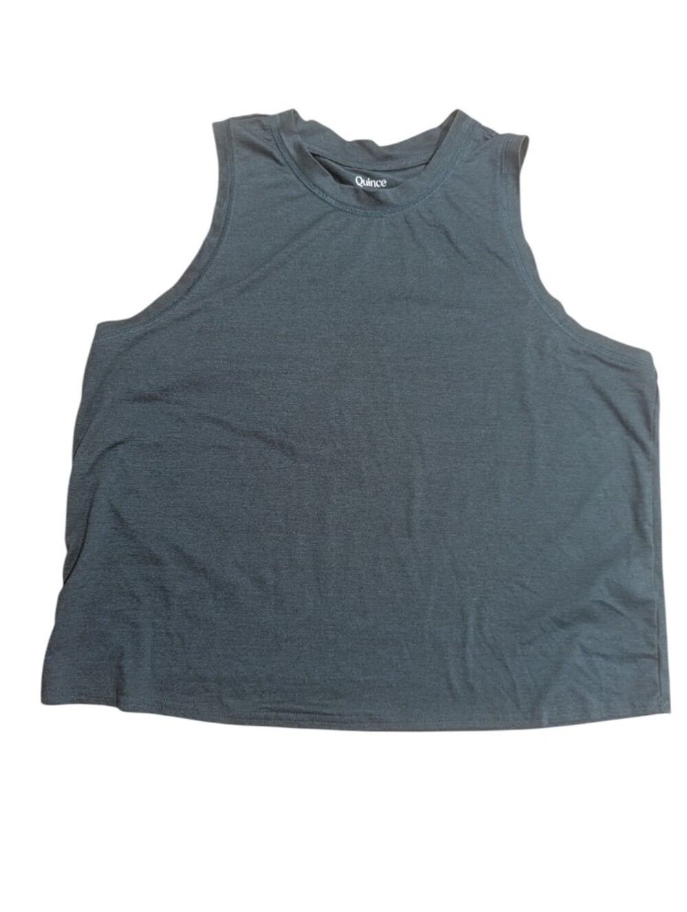 Quince Active Tank Heather Green Flowknit Breeze High-Neck Tank Top Sz L *EUC